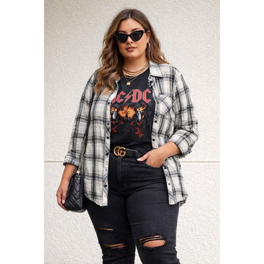 TORRID White Plaid Flannel Top